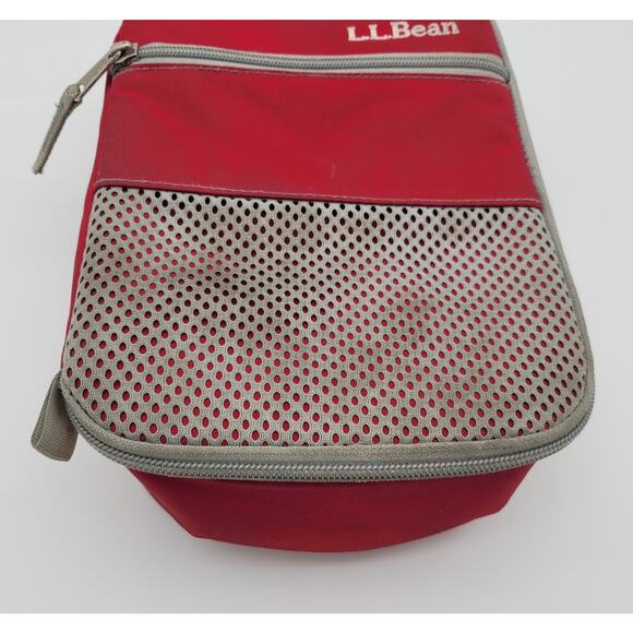 LL Bean Red and Gray Insulated Lunch Bag Cooler Tote Picnic All Around Zipper - Picture 4 of 16